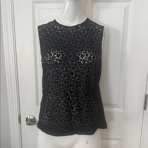 Equipment Black Sleeveless Lace Blouse